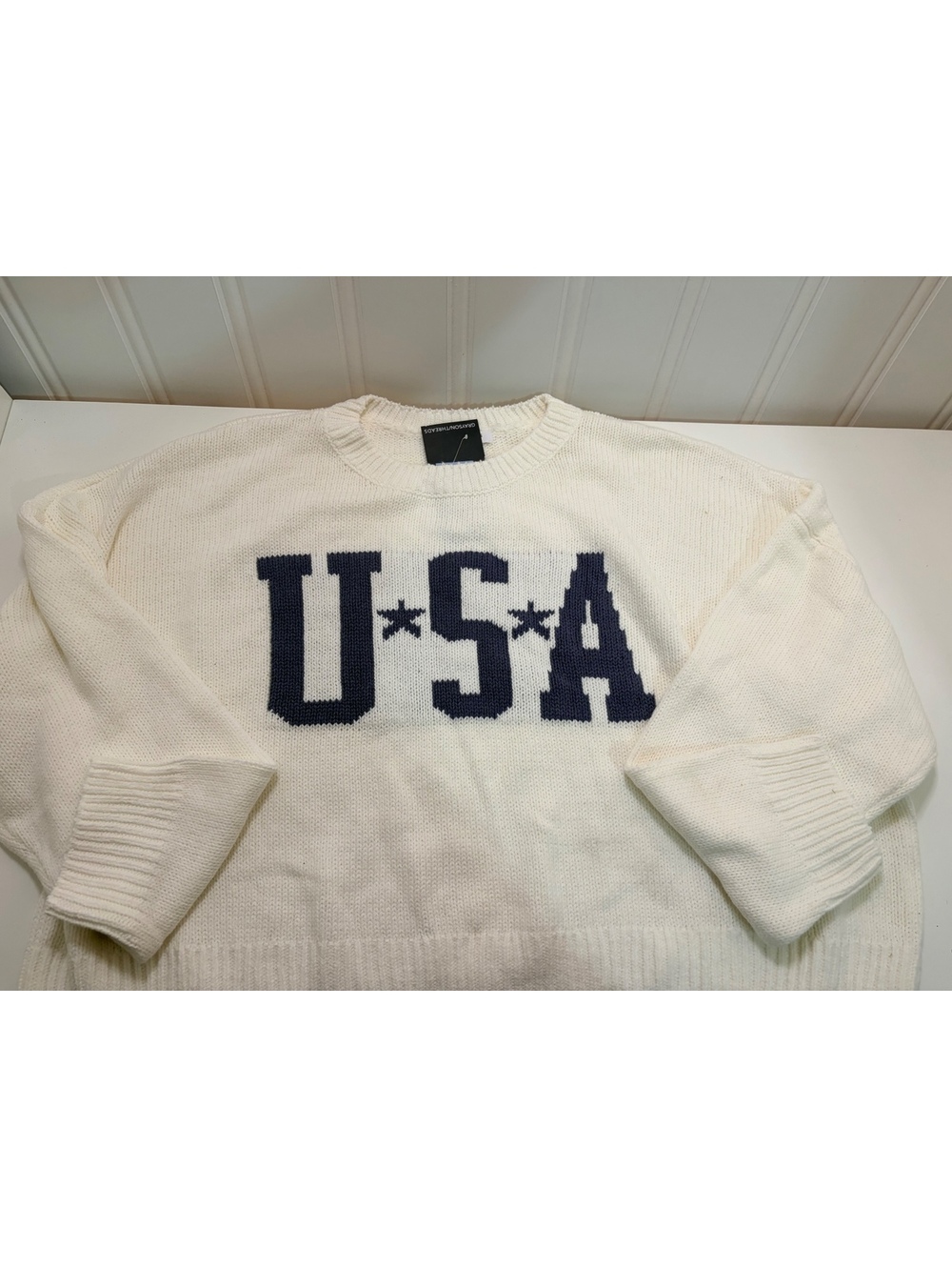 Grayson Threads Women's USA Star Graphic Knit Crewneck Sweater Size 3X NWT